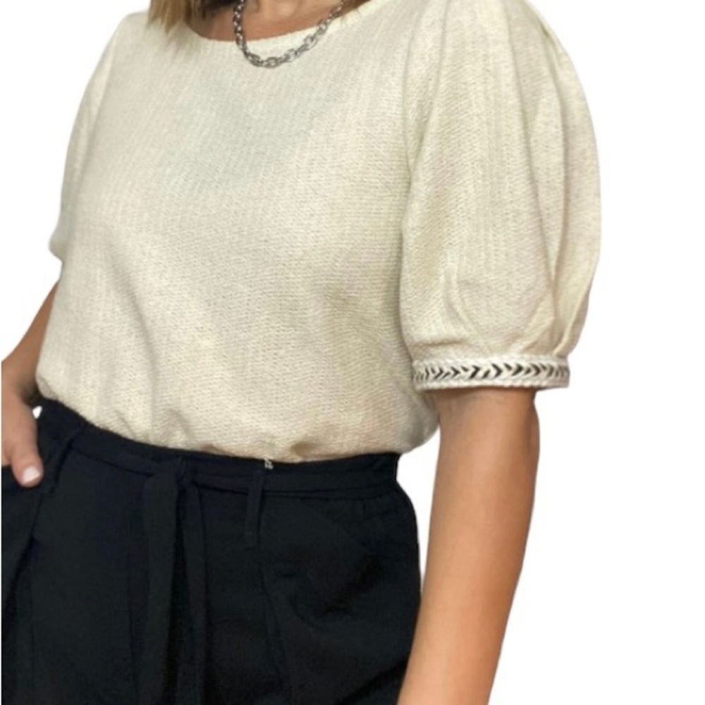 Anthropologie Round Neck Puff Sleeve Top